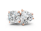 Rose gold Cushion and Heart Toi Moi Ring with Prong Setting and Plain Band
