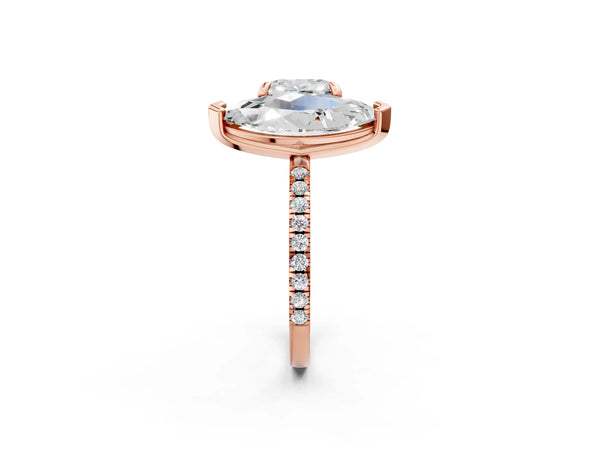 Rose gold Cushion and Marquise Toi Moi Ring with Prong Setting and Micro Pave Band
