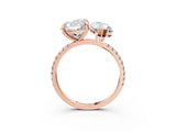 Rose gold Cushion and Marquise Toi Moi Ring with Prong Setting and Micro Pave Band 4