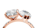 Rose gold Cushion and Marquise Toi Moi Ring with Prong Setting and Micro Pave Band 5