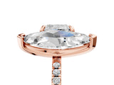 Rose gold Cushion and Marquise Toi Moi Ring with Prong Setting and Micro Pave Band