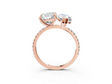 Rose gold Cushion and Marquise Toi Moi Ring with Prong Setting and Pave Band_72