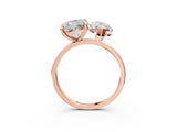 Rose gold Cushion and Marquise Toi Moi Ring with Prong Setting and Plain Band 3