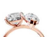 Rose gold Cushion and Marquise Toi Moi Ring with Prong Setting and Plain Band 4
