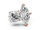 Rose gold Cushion and Marquise Toi Moi Ring with Prong Setting and Plain Band