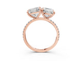 Rose gold Cushion and Princess Toi Moi Ring with Prong Setting and Micro Pave Band 3