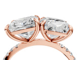 Rose gold Cushion and Princess Toi Moi Ring with Prong Setting and Micro Pave Band 4
