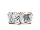 Rose gold Cushion and Princess Toi Moi Ring with Prong Setting and Micro Pave Band