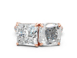 Rose gold Cushion and Princess Toi Moi Ring with Prong Setting and Pave Band_69