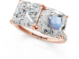 Rose gold Cushion and Princess Toi Moi Ring with Prong Setting and Pave Band_70