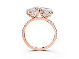 Rose gold Cushion and Princess Toi Moi Ring with Prong Setting and Pave Band_72