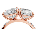 Rose gold Cushion and Princess Toi Moi Ring with Prong Setting and Pave Band_73