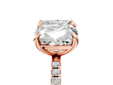 Rose gold Cushion and Princess Toi Moi Ring with Prong Setting and Pave Band_74