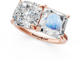 Rose gold Cushion and Princess Toi Moi Ring with Prong Setting and Plain Band 1