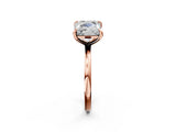 Rose gold Cushion and Princess Toi Moi Ring with Prong Setting and Plain Band 2