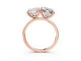 Rose gold Cushion and Princess Toi Moi Ring with Prong Setting and Plain Band 3