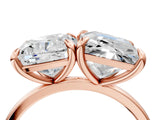 Rose gold Cushion and Princess Toi Moi Ring with Prong Setting and Plain Band 4