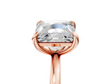 Rose gold Cushion and Princess Toi Moi Ring with Prong Setting and Plain Band 5