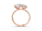 Rose gold Cushion and Radiant Toi Moi Ring with Prong Setting and Micro Pave Band 3