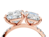 Rose gold Cushion and Radiant Toi Moi Ring with Prong Setting and Micro Pave Band 4
