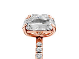 Rose gold Cushion and Radiant Toi Moi Ring with Prong Setting and Micro Pave Band 5
