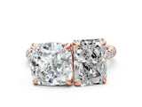 Rose gold Cushion and Radiant Toi Moi Ring with Prong Setting and Pave Band 1