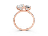 Rose gold Cushion and Radiant Toi Moi Ring with Prong Setting and Pave Band 4