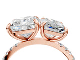 Rose gold Cushion and Radiant Toi Moi Ring with Prong Setting and Pave Band 5