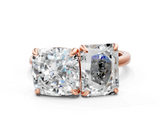 Rose gold Cushion and Radiant Toi Moi Ring with Prong Setting and Plain Band_17