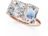 Rose gold Cushion and Radiant Toi Moi Ring with Prong Setting and Plain Band_18
