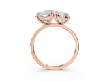 Rose gold Cushion and Radiant Toi Moi Ring with Prong Setting and Plain Band_20
