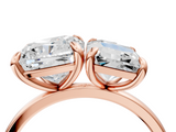 Rose gold Cushion and Radiant Toi Moi Ring with Prong Setting and Plain Band_21