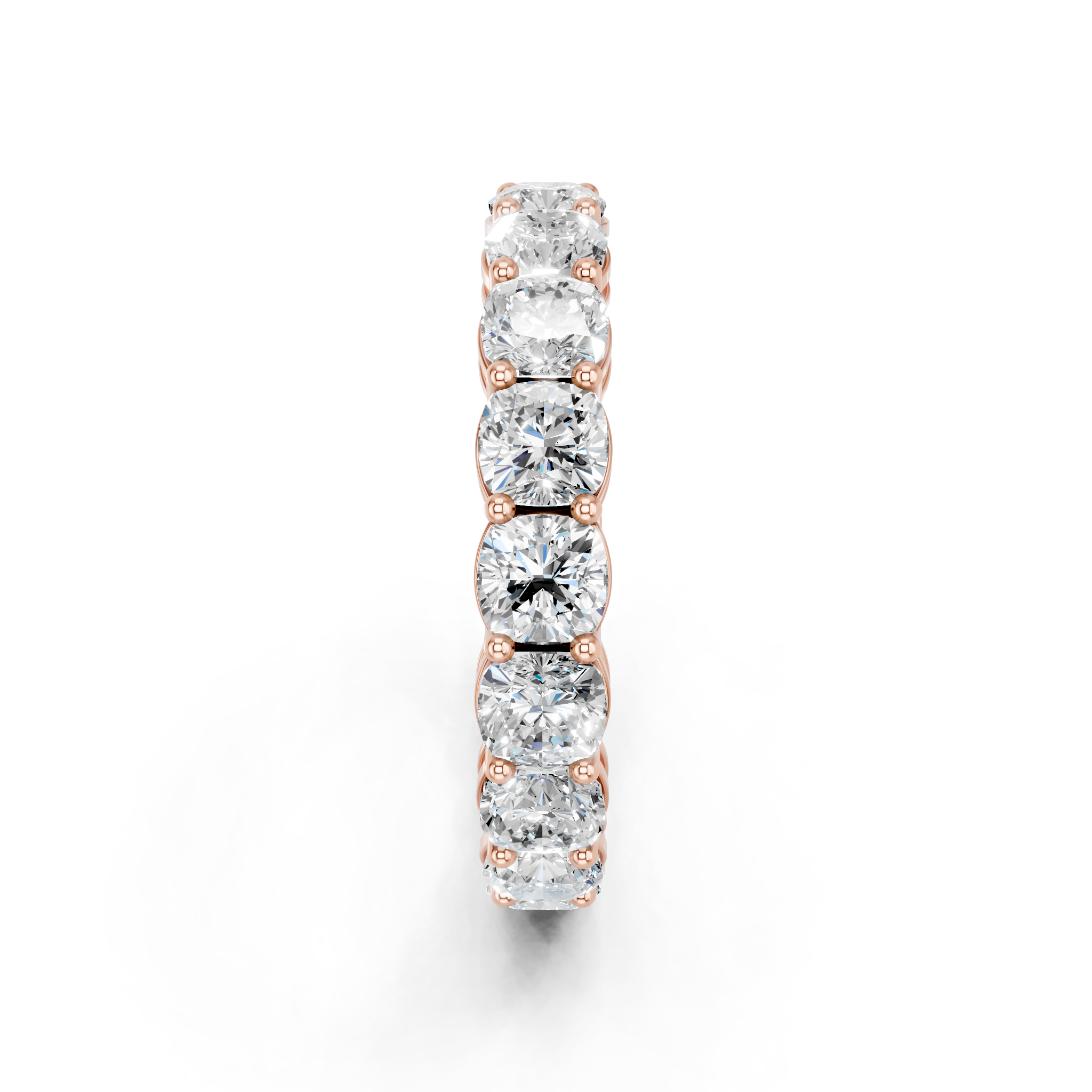 Rose gold Cushion cut diamond Eternity Band with Shared Prong Setting_1