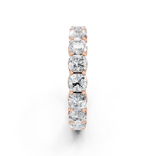 Rose gold Cushion cut diamond Eternity Band with Shared Prong Setting