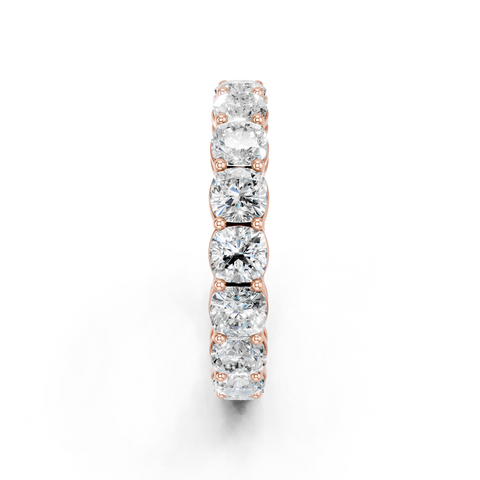 Rose gold Cushion cut diamond Eternity Band with Shared Prong Setting_1