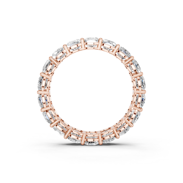 Rose gold Cushion cut diamond Eternity Band with Shared Prong Setting