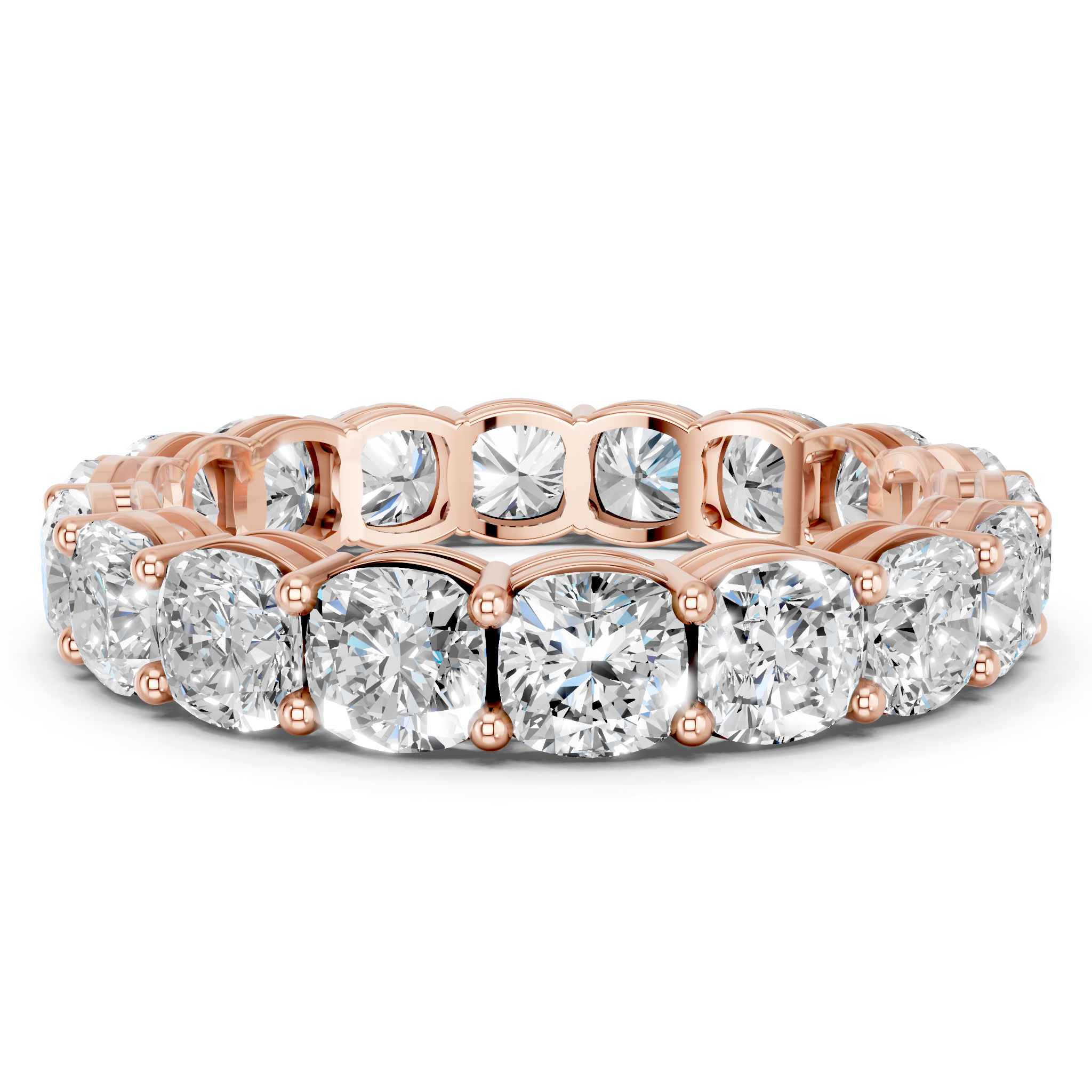 Rose gold Cushion cut diamond Eternity Band with Shared Prong Setting_9