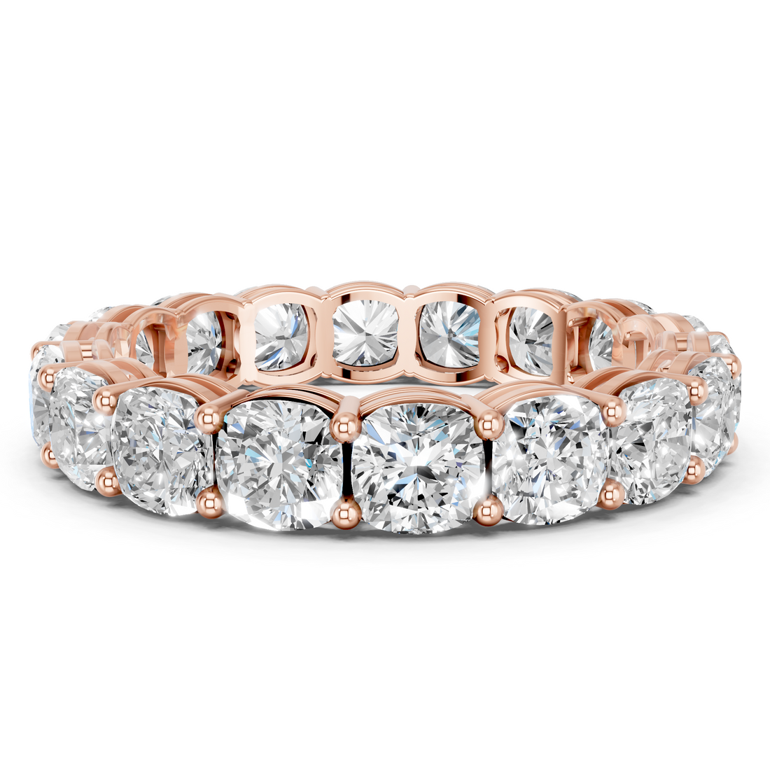 10K Rose Gold Cushion Eternity Band with Shared Prong Setting