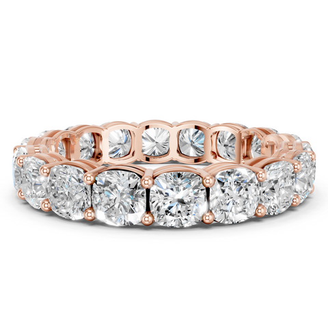 Rose gold Cushion cut diamond Eternity Band with Shared Prong Setting_9