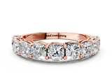 Rose gold Cushion cut diamond Half Eternity Band with Shared Prong Setting_34