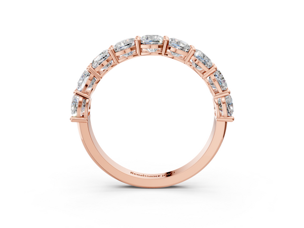 Rose gold Cushion cut diamond Half Eternity Band with Shared Prong Setting