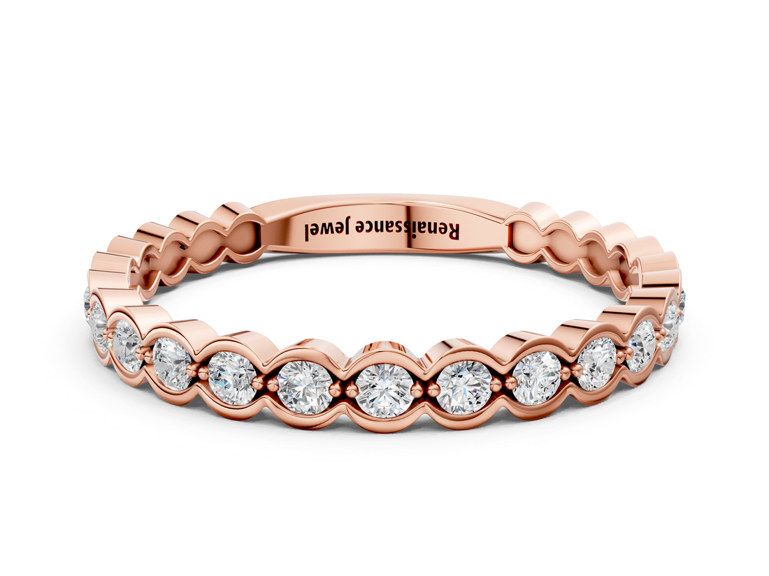 Rose gold Diamond Bezel Set Round Eternity Band_23