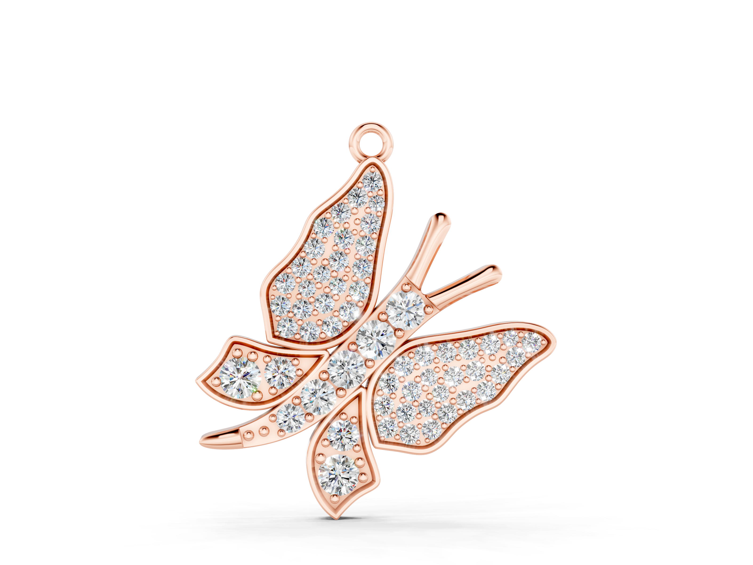 Rose gold Diamond Butterfly Pendant with Pave Setting_10