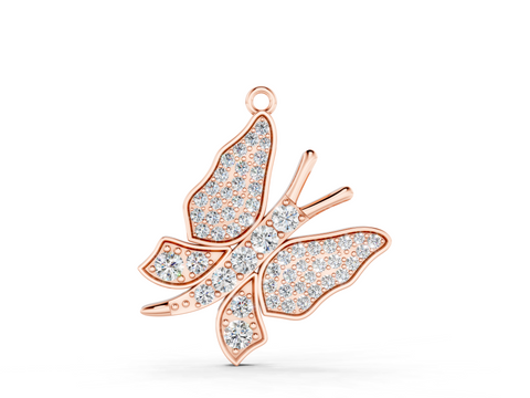 Rose gold Diamond Butterfly Pendant with Pave Setting_10