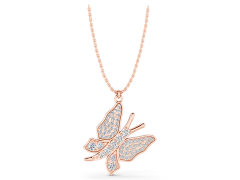 Rose gold Diamond Butterfly Pendant with Pave Setting_9