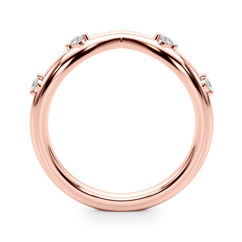 Rose gold Diamond Chevron Band with Round Stones and Prong Setting 1