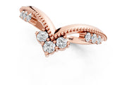 Rose gold Diamond Chevron Milgrain Band with Round Cut Stones and Prong Setting_10