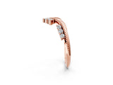 Rose gold Diamond Chevron Milgrain Band with Round Cut Stones and Prong Setting_11