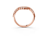 Rose gold Diamond Chevron Milgrain Band with Round Cut Stones and Prong Setting_12