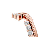 Rose gold Diamond Chevron Milgrain Band with Round Cut Stones and Prong Setting_14